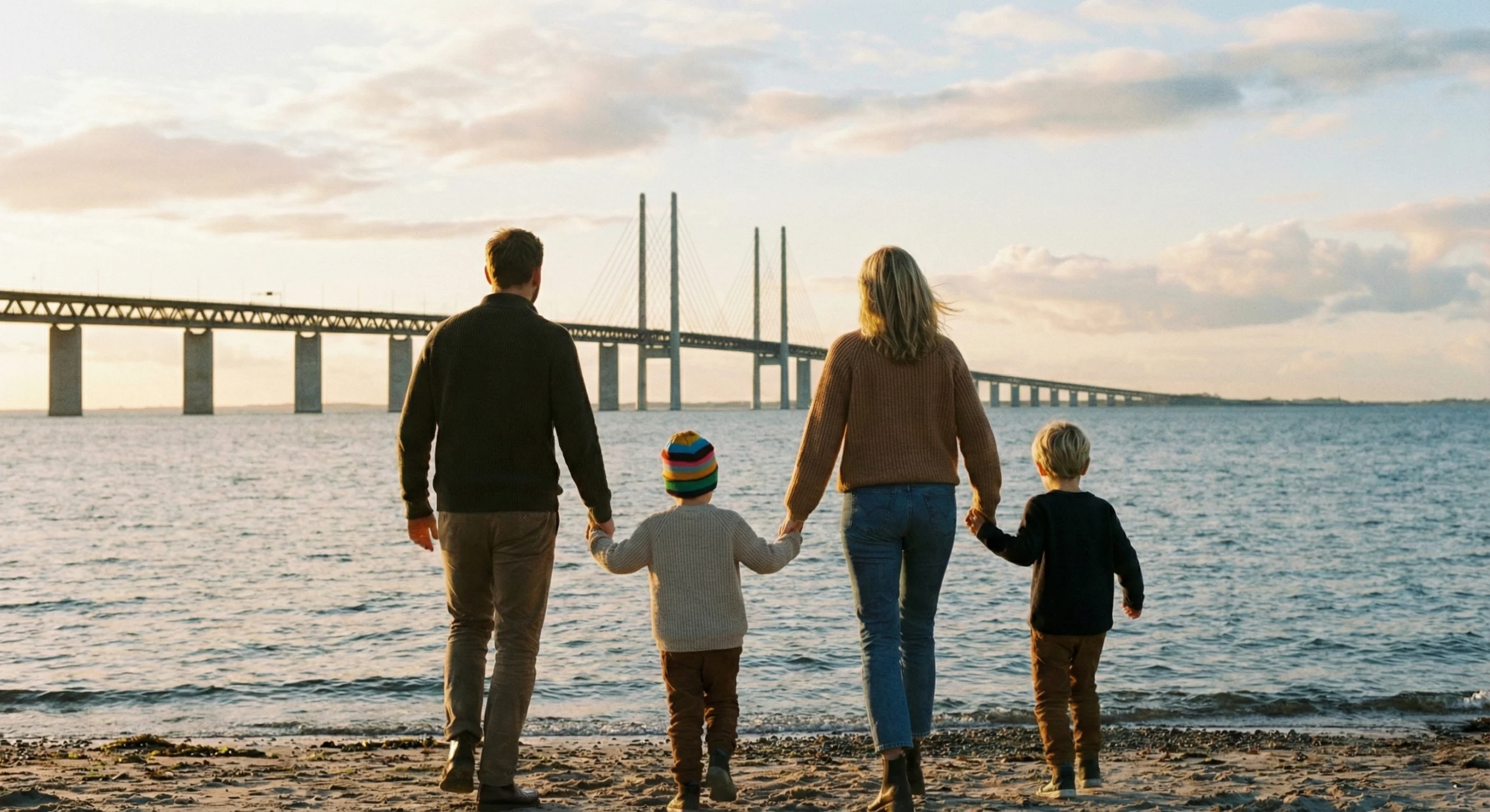Familj vid Öresundsbron